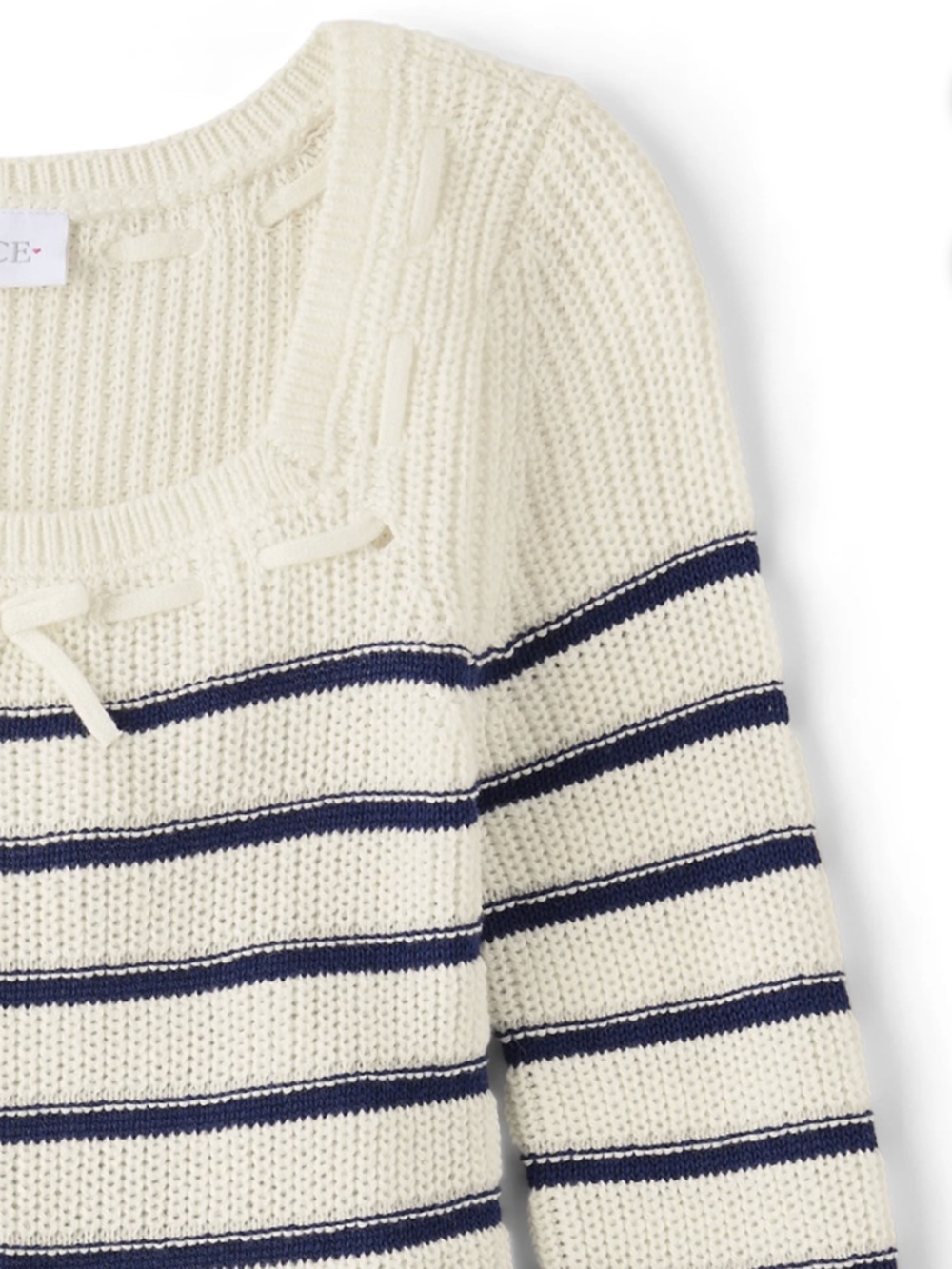 The Children’s Place Girls Fair Ivory Striped Bow Sweater Dress Size LG (10-12) - Picture 3 of 7